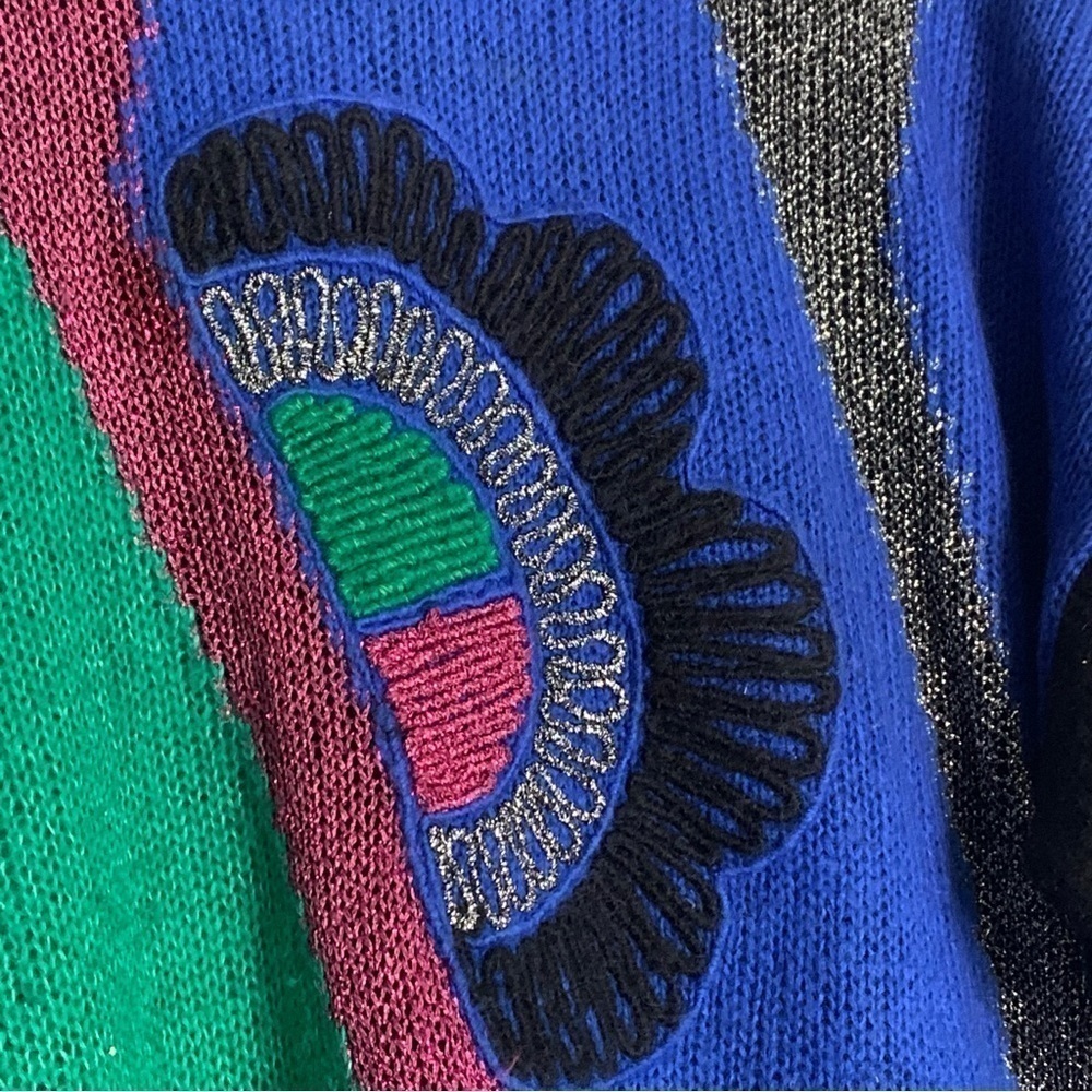 Vintage crewneck color black pull over sweater metallic made in Italy